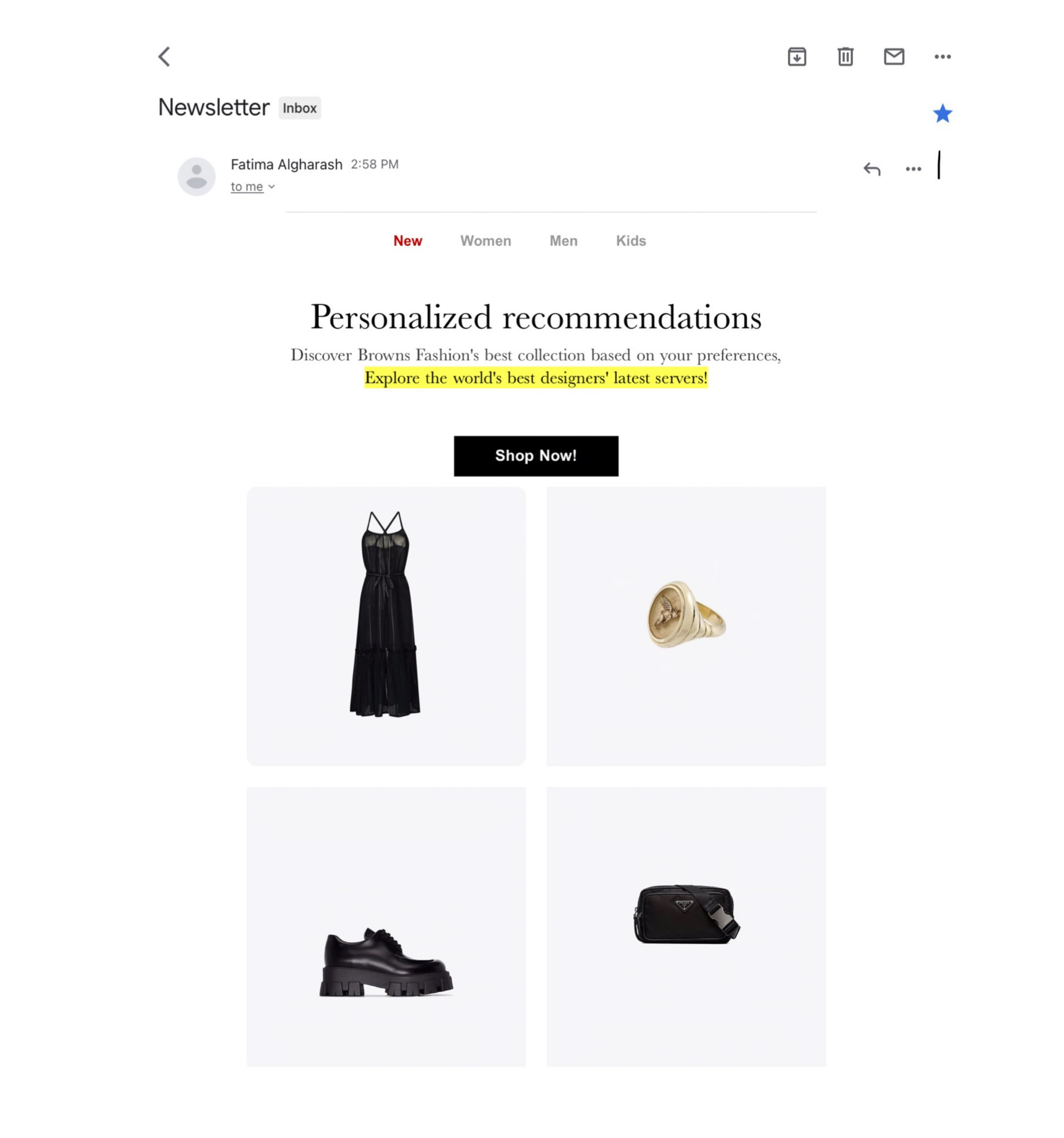 Email Personalised Outfit